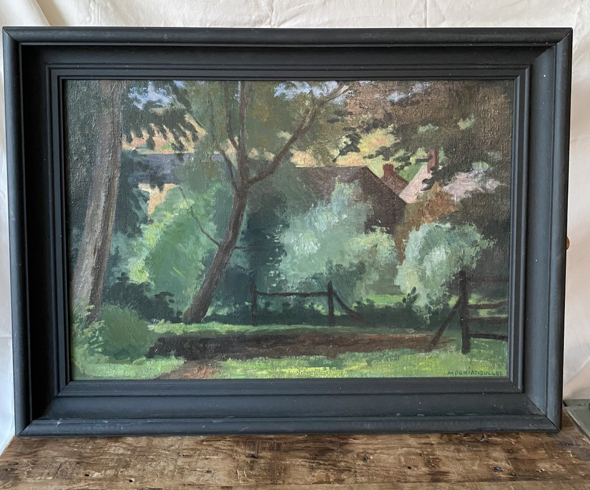 The Village In The Trees. Oil On Canvas. Nature. Early 20th Century