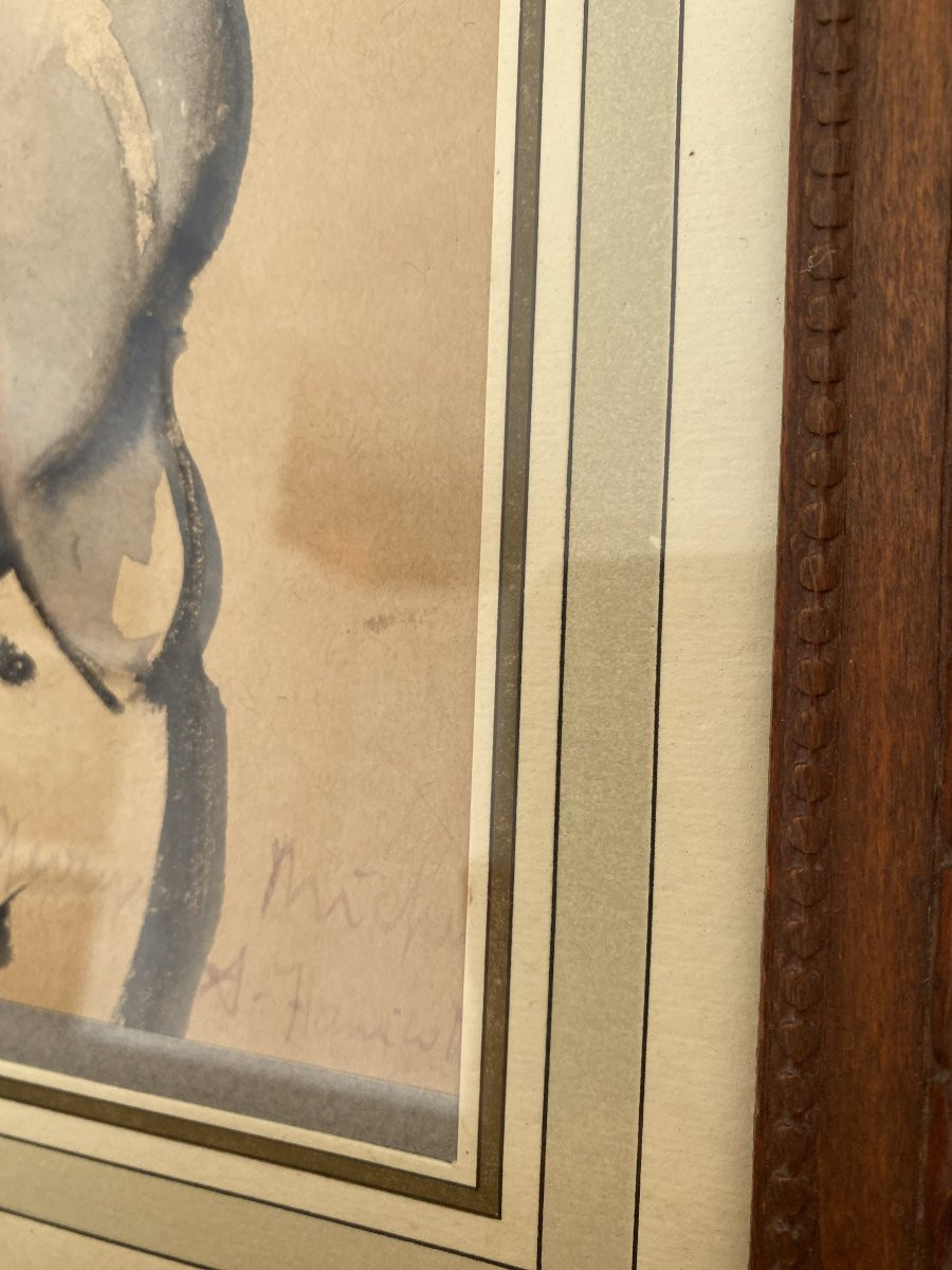 Portrait Of A Child. Watercolor By Augustin Hanicotte-photo-4