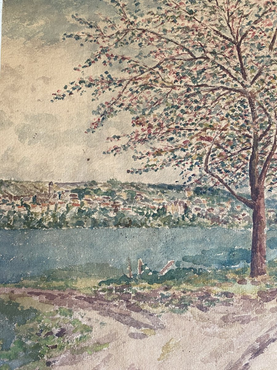 Apple Trees In Bloom. Watercolor By Octave Volant. 1917.-photo-4