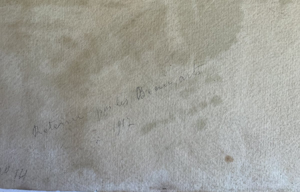 Apple Trees In Bloom. Watercolor By Octave Volant. 1917.-photo-4