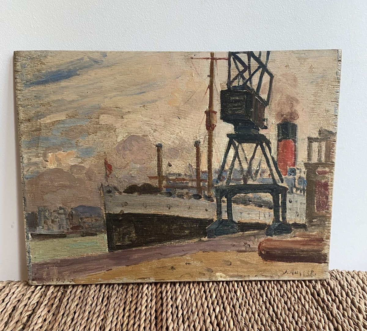 L'ascania, scène de port, bateau militaire 1ère guerre mondiale. Jules Ausset-photo-2