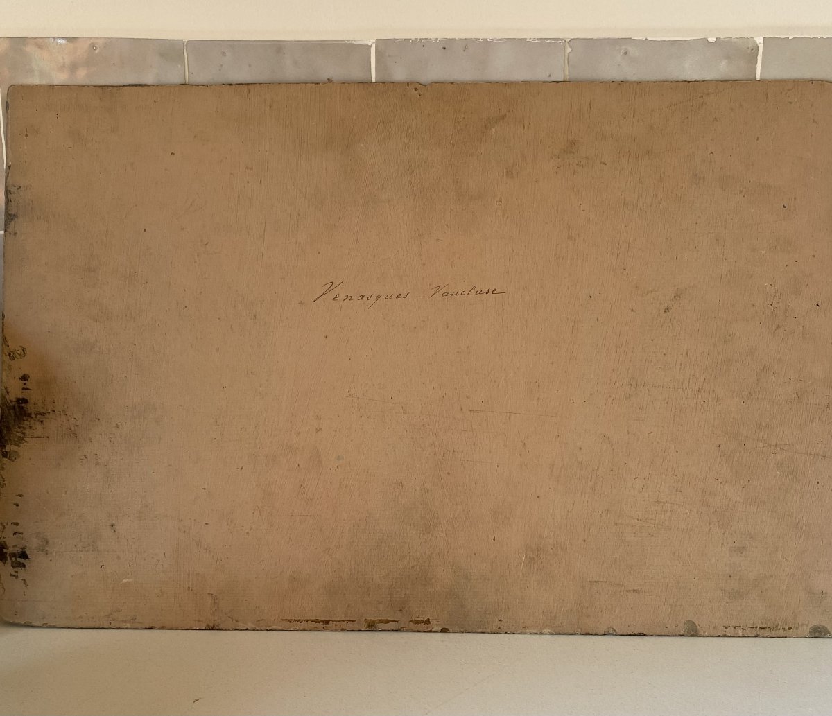 Tableau de paysage du Vaucluse, (Venasque). Ecole française du XIXe siècle, huile sur carton-photo-1