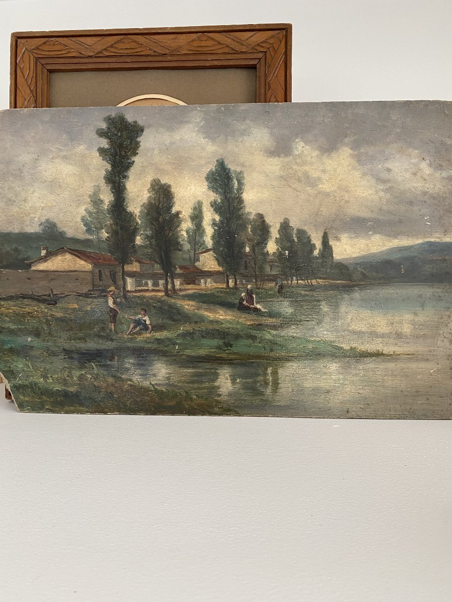 Le village de pont-d'Ain. Ecole française du XIXe siècle.-photo-2