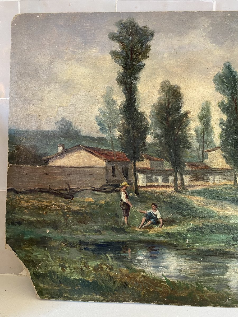 Le village de pont-d'Ain. Ecole française du XIXe siècle.-photo-2