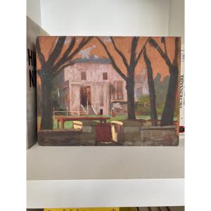 Rouge. Huile sur carton. XXe siècle.