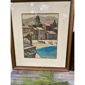 Collioure, Paul Caussé, 1939, Watercolor, Mixed Media