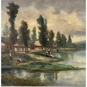 Le village de pont-d'Ain. Ecole française du XIXe siècle.