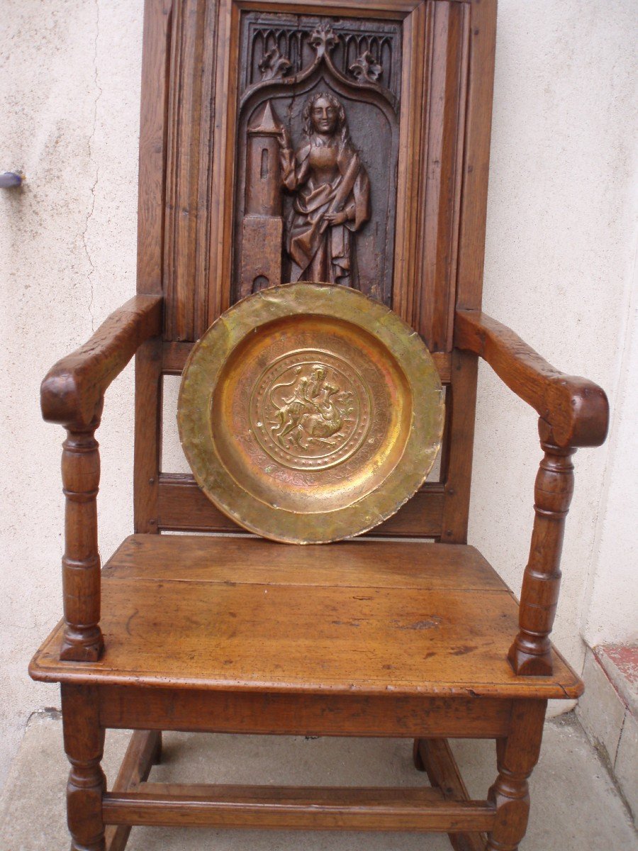 Offering Dish In Repoussé Brass