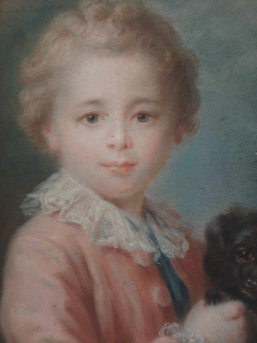 Pastel. Child And His Dog. 18th Century-photo-4