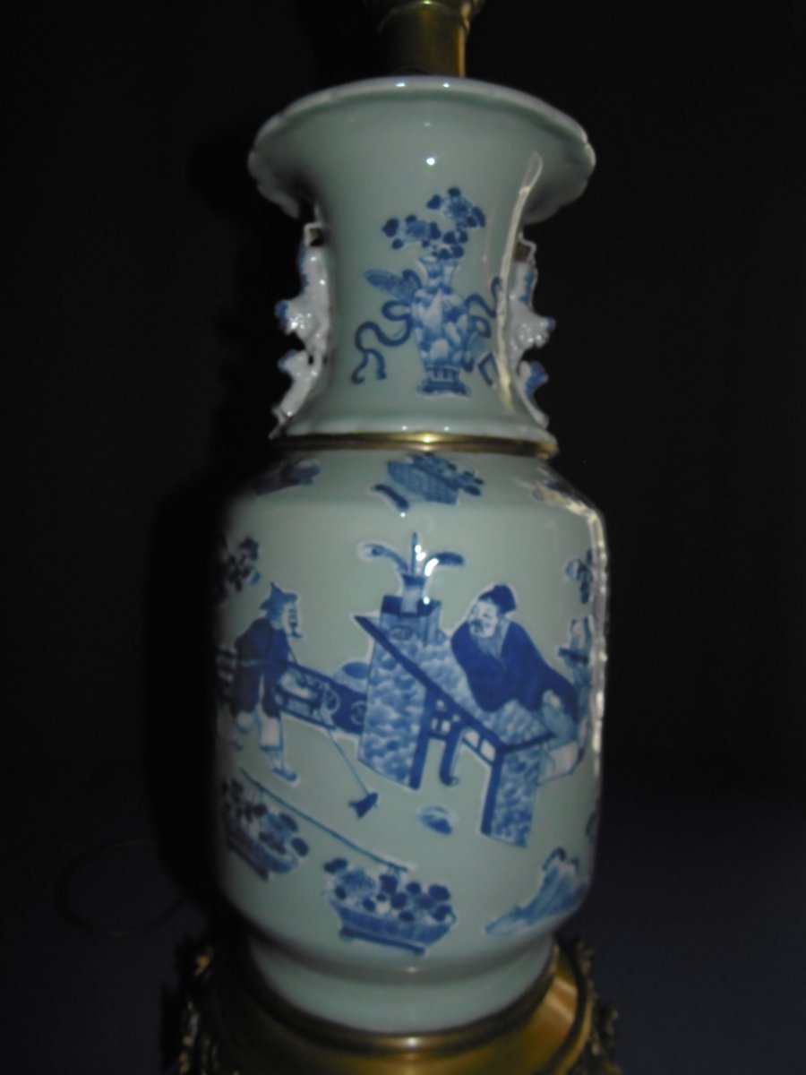 Celadon Enameled Porcelain Oil Lamp - China-photo-2