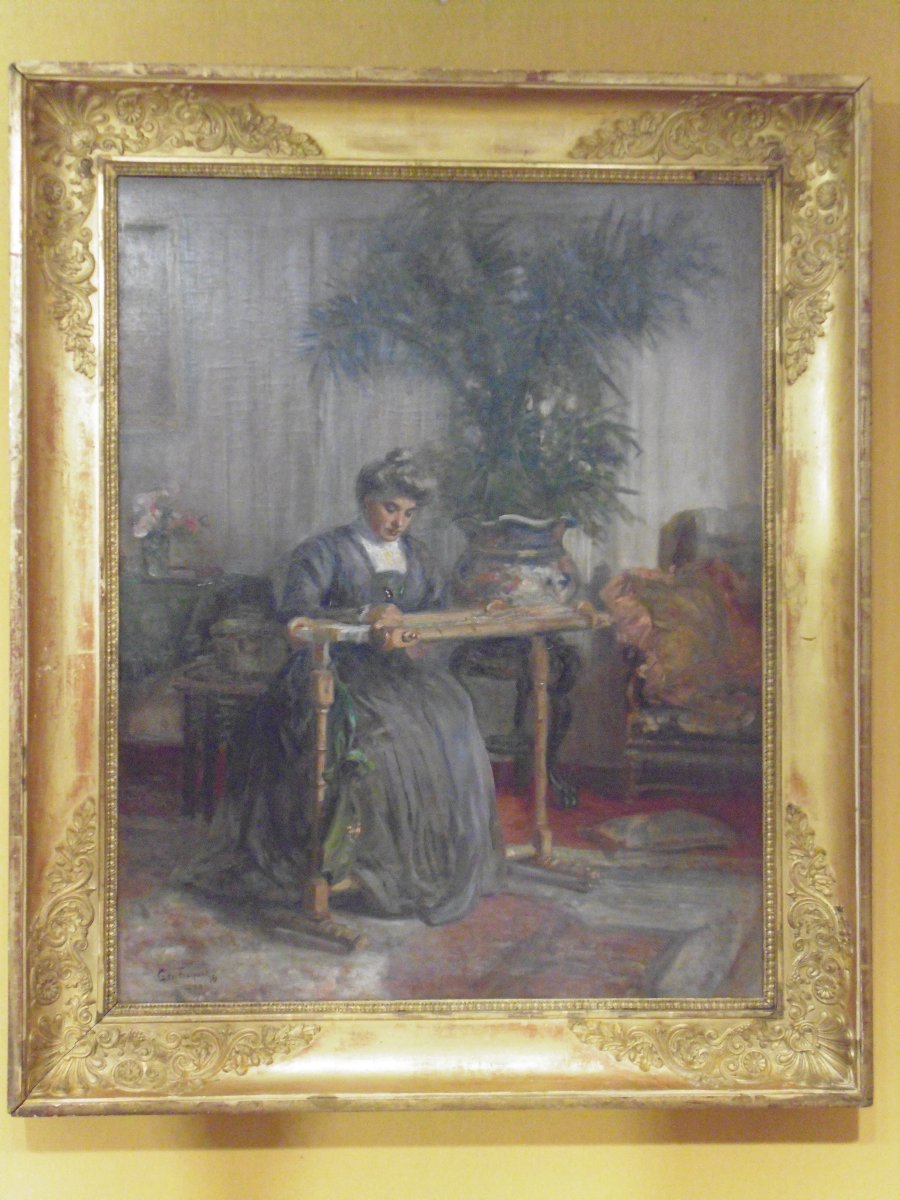 Georges Fraipont   -  Femme à La tapisserie-photo-2