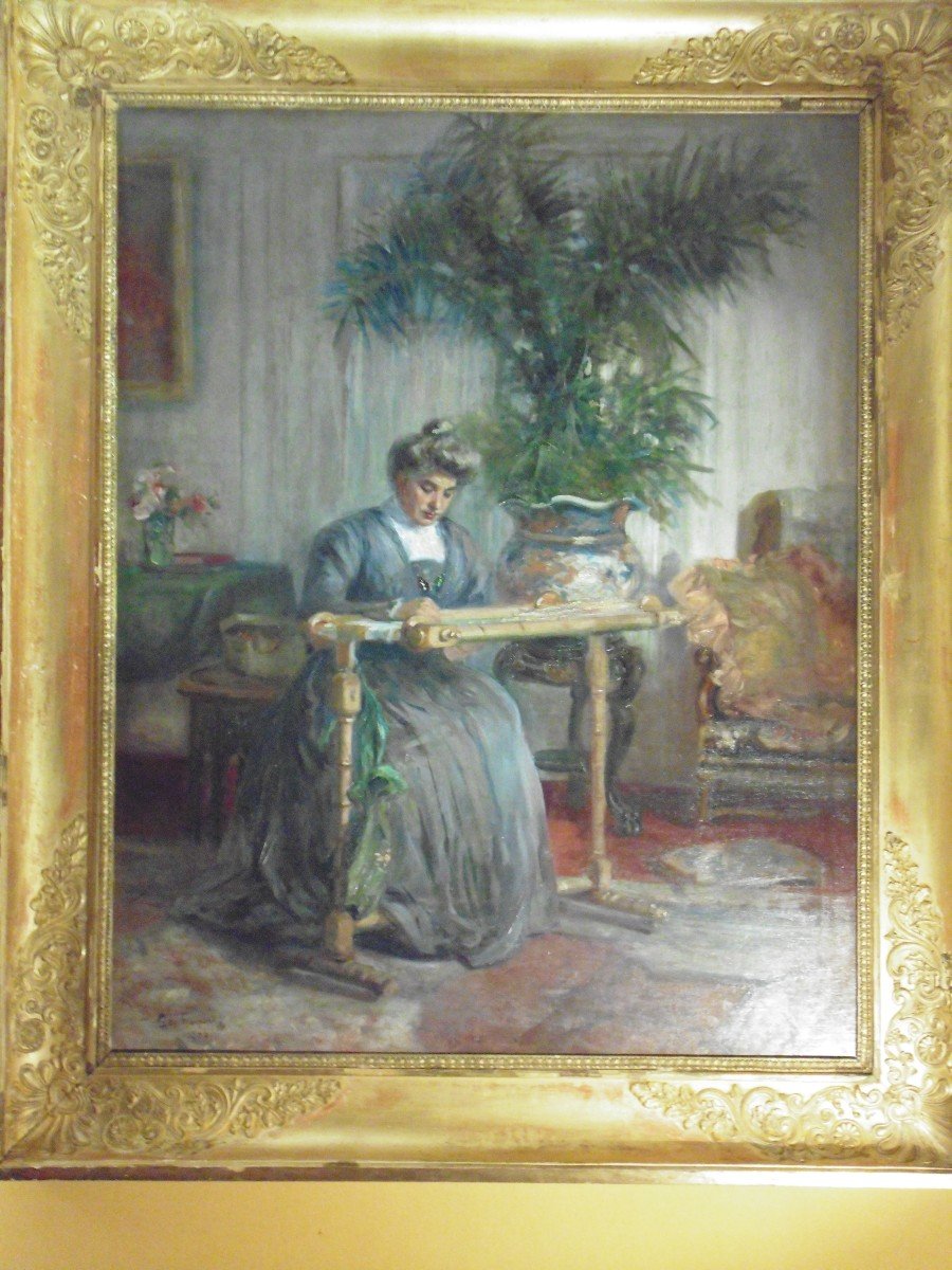 Georges Fraipont   -  Femme à La tapisserie