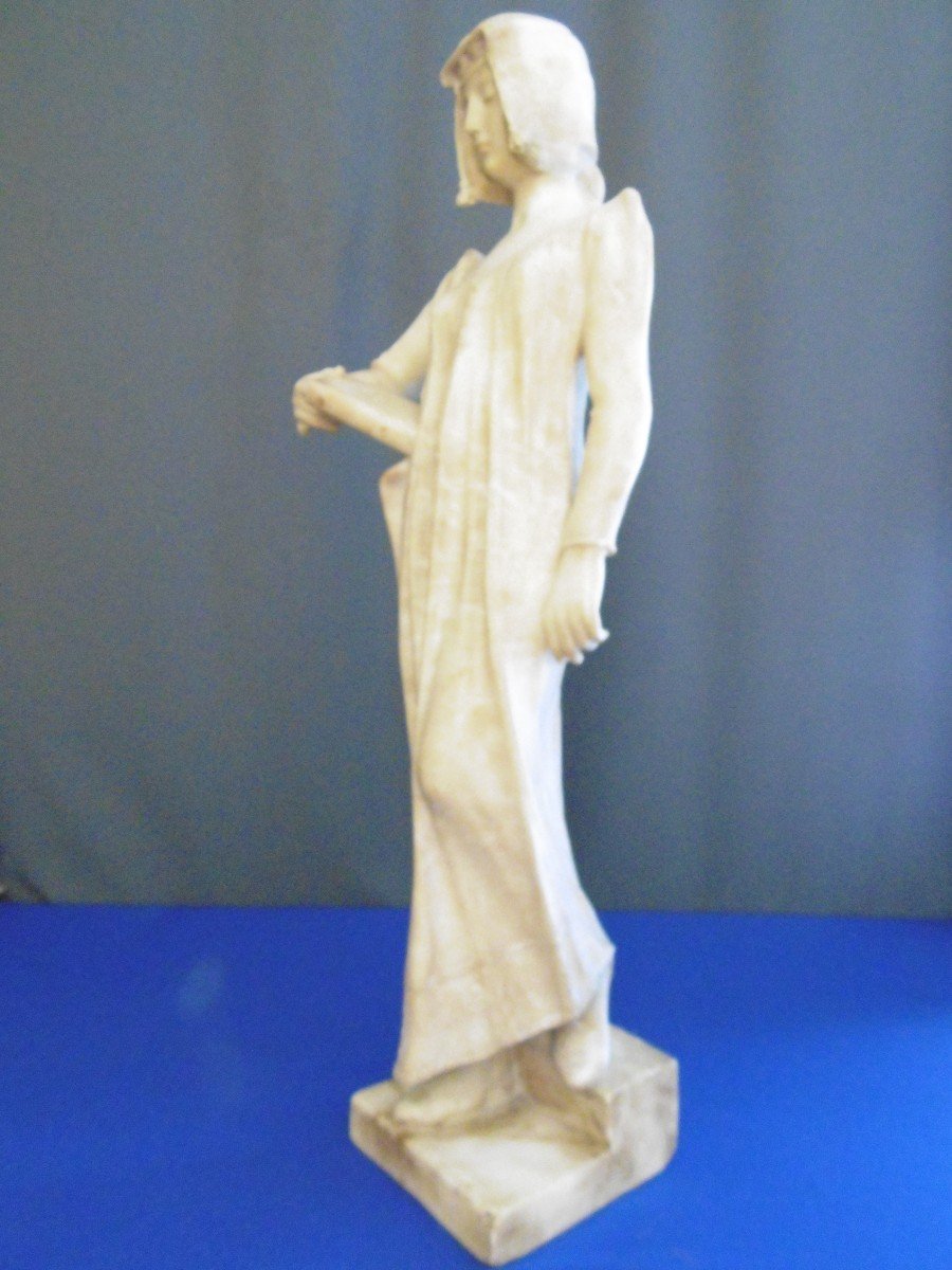 La Liseuse - Alabaster Sculpture-photo-2