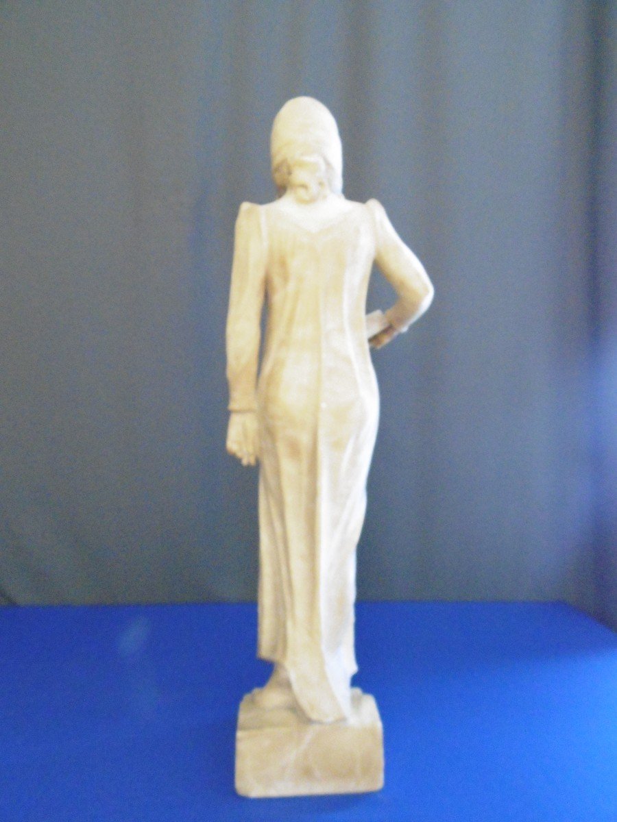 La Liseuse - Alabaster Sculpture-photo-3