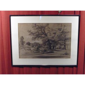 Eugène Fromentin 1820-1876 - Landscape Drawing 