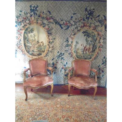 Paire De Fauteuils d'&eacute;poque Louis XV - XVIIIe