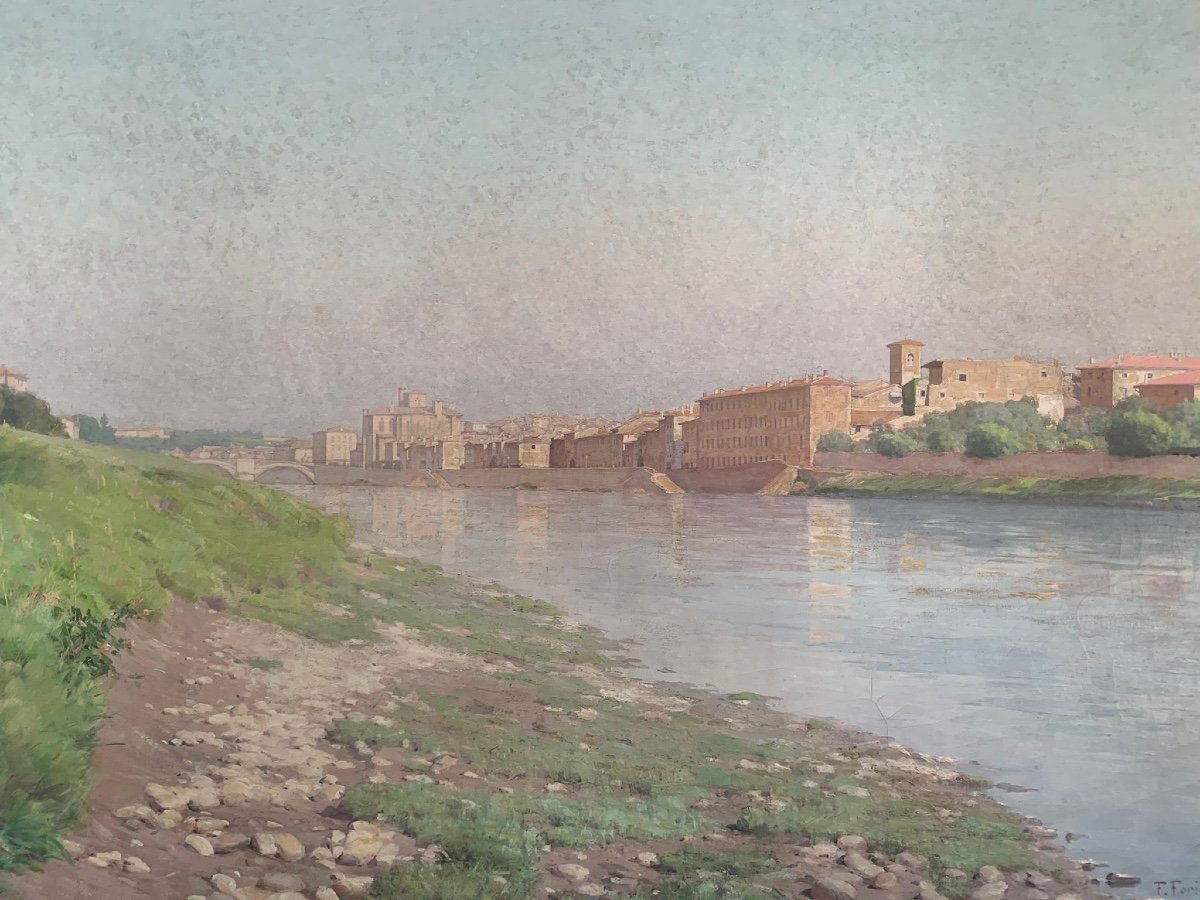 François Forichon (1865-1952) Large Canvas - 1893 - View Of The South Of France - Albi?-photo-4
