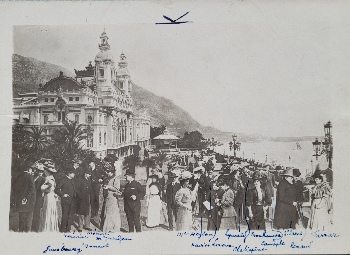 Monaco - Extremely Rare Photograph - Camille Saint-saëns In Front Of The Opera House Around 1900