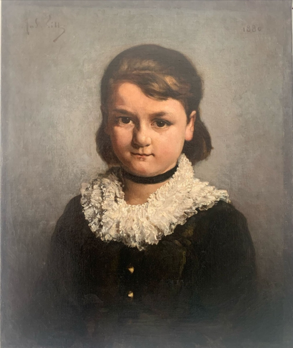 André Gill (1840-1885) Rare portrait de jeune fille - 1880 - Huile sur toile signée-photo-4