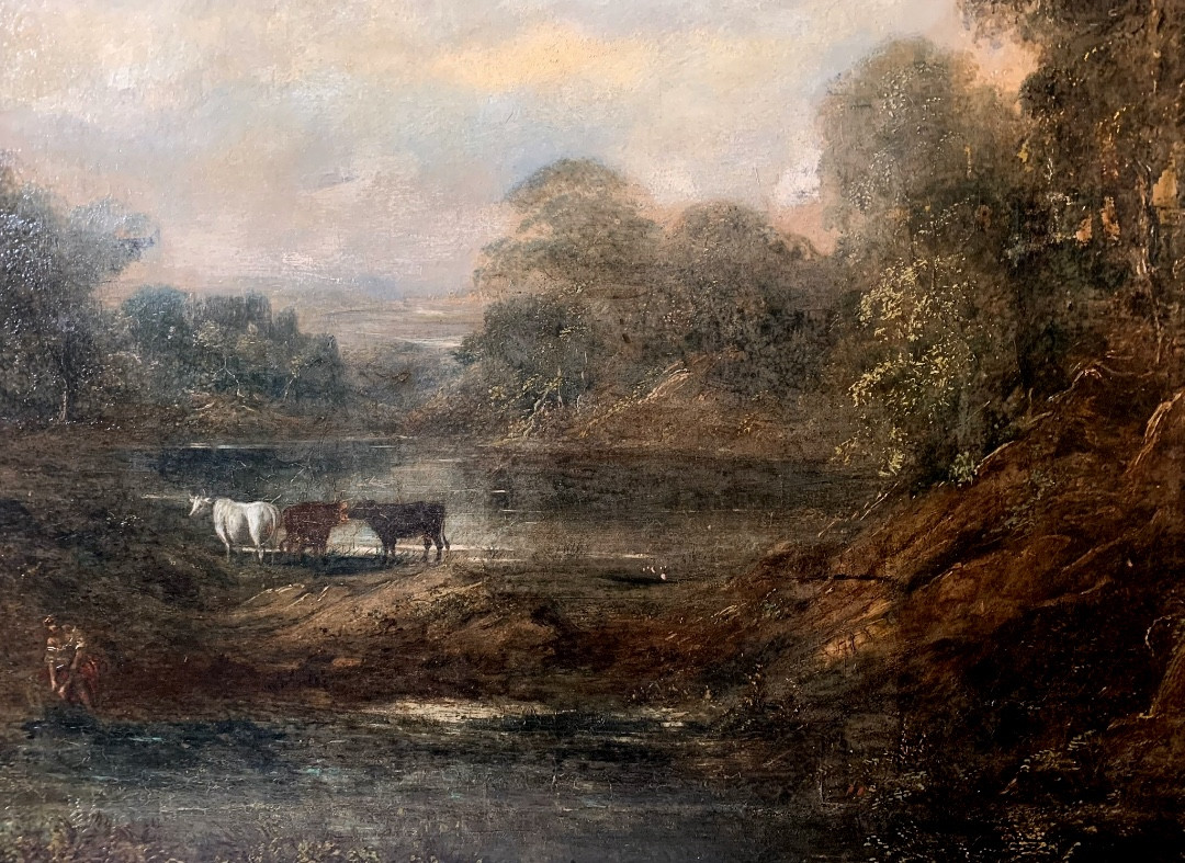GRAND PAYSAGE ANGLETERRE 19ème SIECLE - HUILE SUR TOILE PROCHE DE JOHN CONSTABLE-photo-2