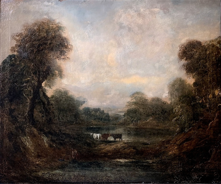GRAND PAYSAGE ANGLETERRE 19ème SIECLE - HUILE SUR TOILE PROCHE DE JOHN CONSTABLE