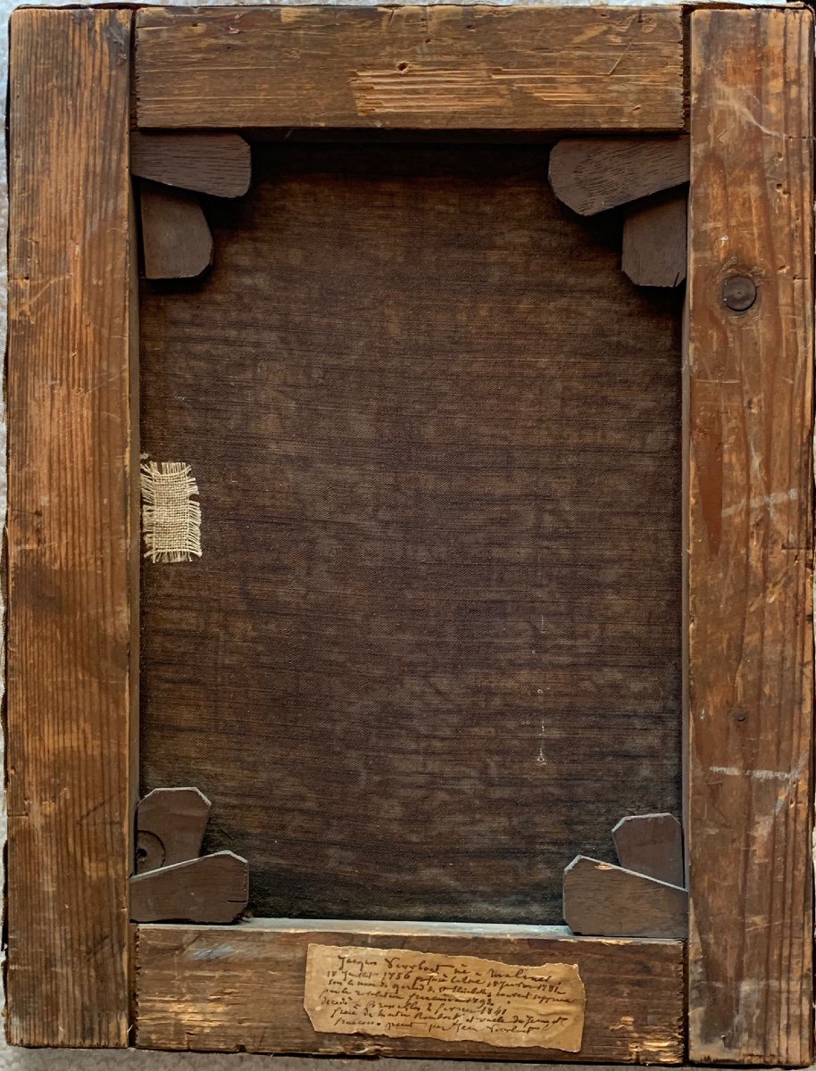 PORTRAIT PRÉSUMÉ DU PEINTRE BELGE JACQUES VERVLOET - HUILE SUR TOILE FIN 18ème /DÉBUT 19ème-photo-2