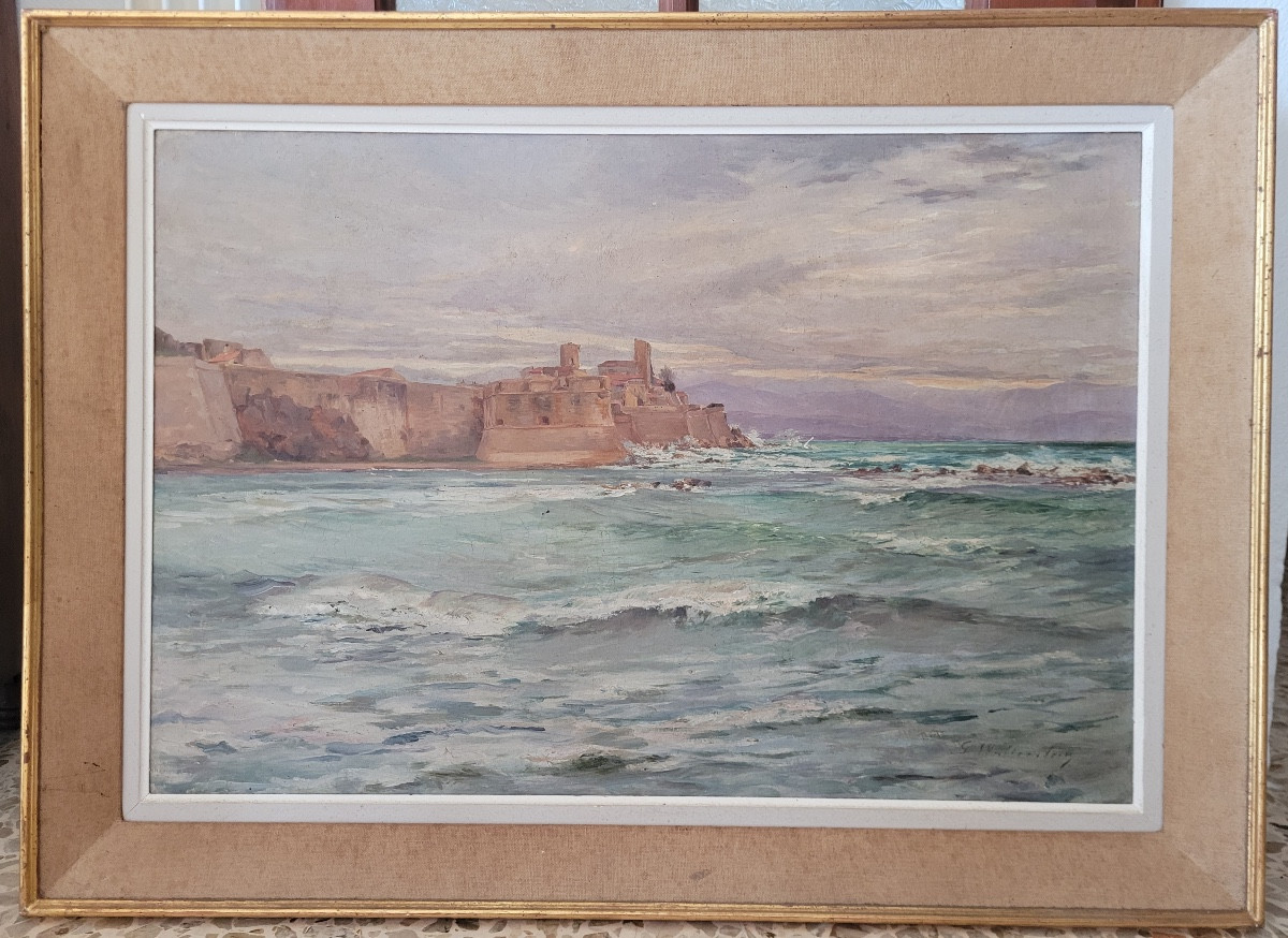 GEORGES WALLERSTEIN - PAYSAGE DE MER À ANTIBES - PROBABLEMENT EXPOSÉ AU SALON DE 1896