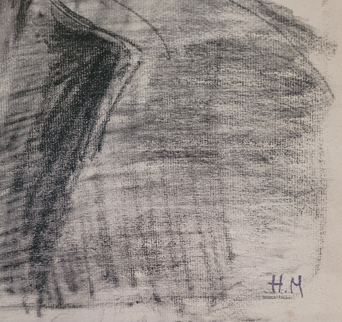 Henri MIRANDE (1877-1955) AUTOPORTRAIT - LE LETTRÉ - GRAND DESSIN AU FUSAIN-photo-3