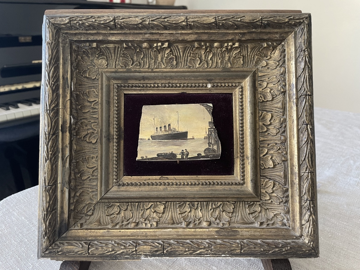 Transatlantic Liner (probably The Rms Titanic Or Rms Olympic) Oil Circa 1911-1914-photo-2