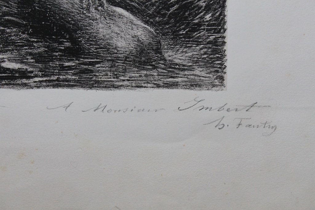 Henri FANTIN-LATOUR (1836-1904) GRANDE & RARE LITHOGRAPHIE SIGNÉE & DEDICACEE AU CRAYON  BRAHMS-photo-3