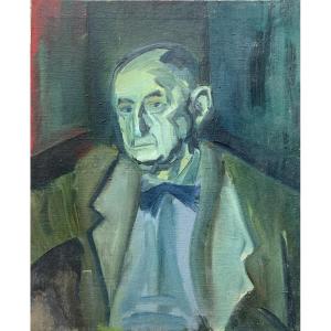 Expressionist School - Portrait Of A Man - Oil On Canvas