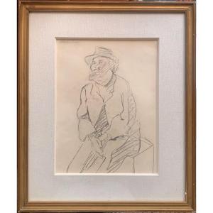 Portrait Of Paul Cézanne By Simon Lévy (1886-1973) - Alsace - Original Drawing 
