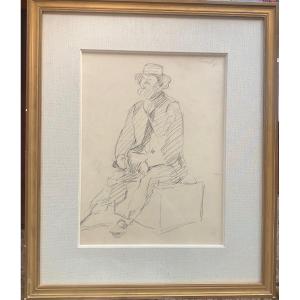 Portrait Of Paul Cézanne By Simon Lévy (1886-1973) - Alsace - Original Drawing