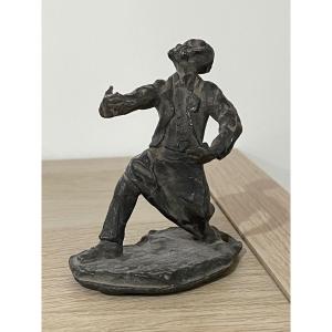 LE GARÇON DE CAFÉ - SCULPTURE ORIGINALE EN BRONZE VERS 1900 - AUTOUR D'HONORÉ DAUMIER