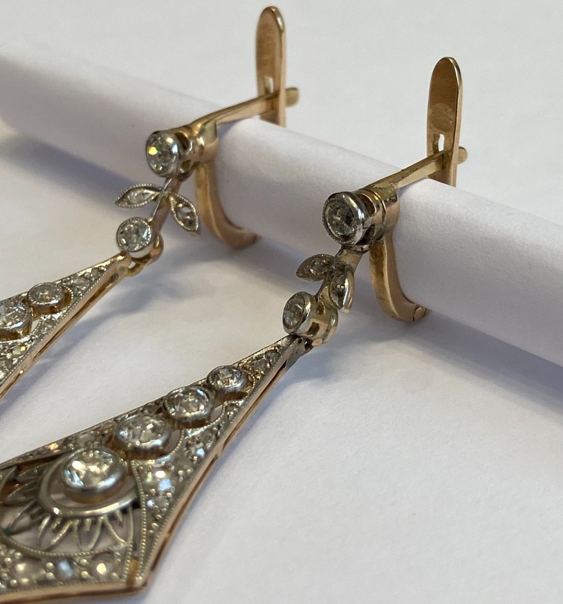 1920s Diamond, Gold And Platinum Earrings.-photo-3
