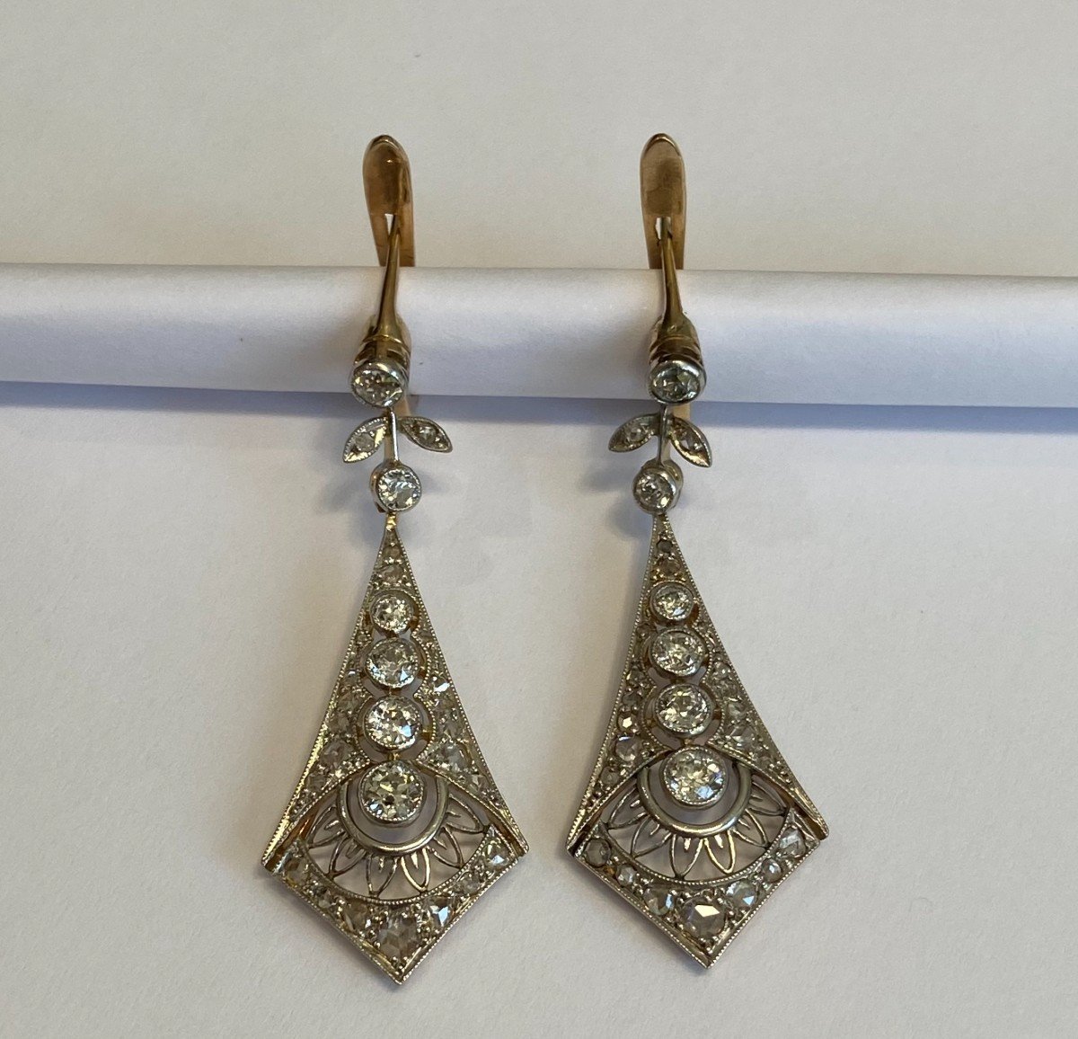 1920s Diamond, Gold And Platinum Earrings.-photo-4