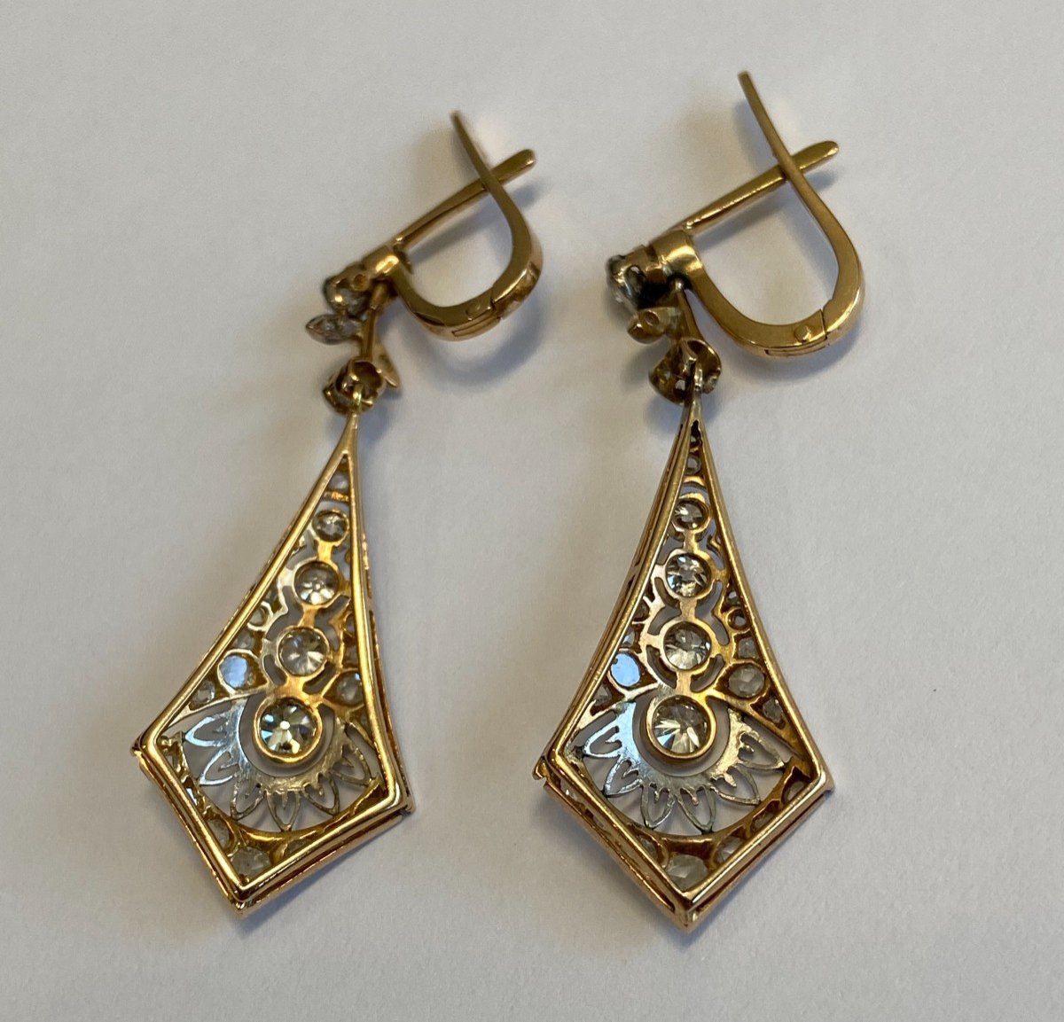 1920s Diamond, Gold And Platinum Earrings.-photo-1
