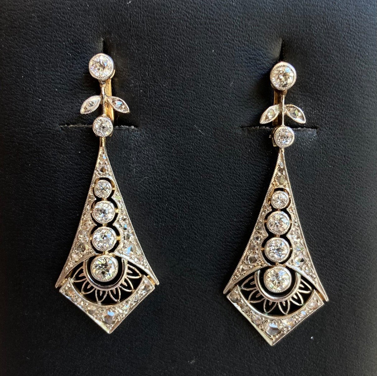 1920s Diamond, Gold And Platinum Earrings.