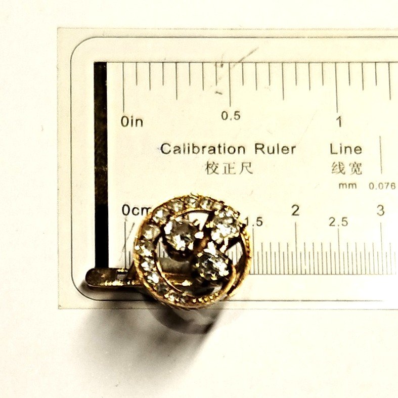 Boucles D’oreilles Or Jaune 18k Et Diamants. Années 1900.-photo-4