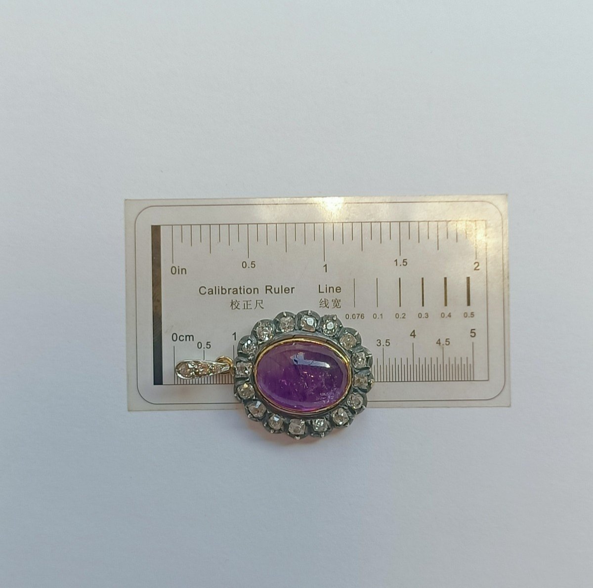 Pendentif Or Et Argent, Améthyste Et Diamants. Années 1850.-photo-3