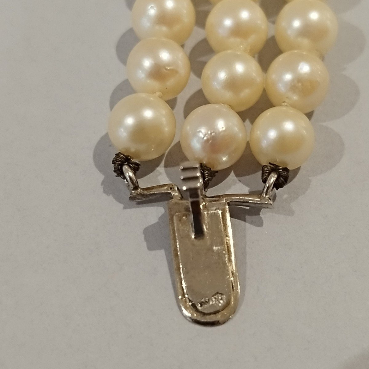 Bracelet En Perles De Cultues, Fermoir En Or Blanc 18 Carats, Diamants Et Turquoise.-photo-3