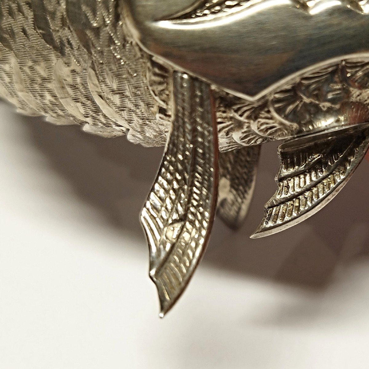Poisson Articulé En Argent. Salière. Espagne, 1900.-photo-2