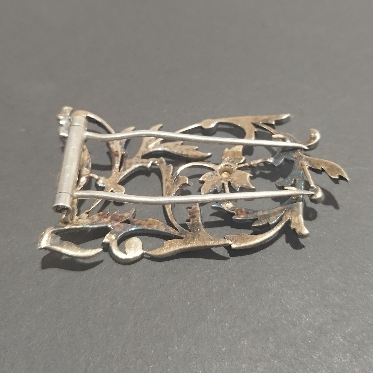Broche Art Nouveau Or Et Argent, Diamants Talle Rose-photo-3
