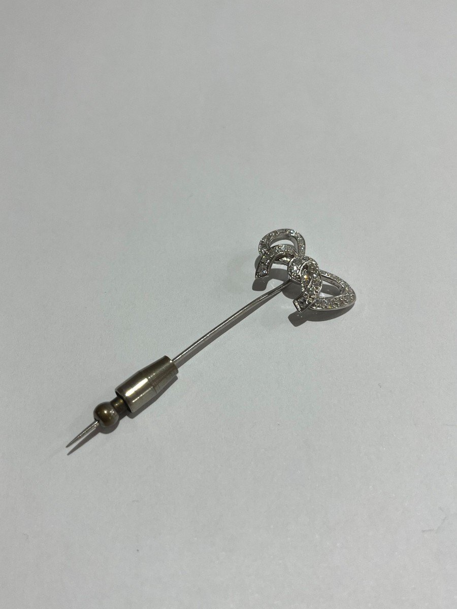 Broche Des Années 1950. Diamants Taille 8/8 Et Or Blanc 18 Carats.-photo-4