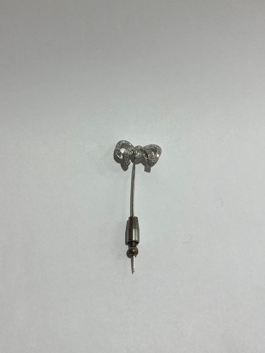 Broche Des Années 1950. Diamants Taille 8/8 Et Or Blanc 18 Carats.-photo-3
