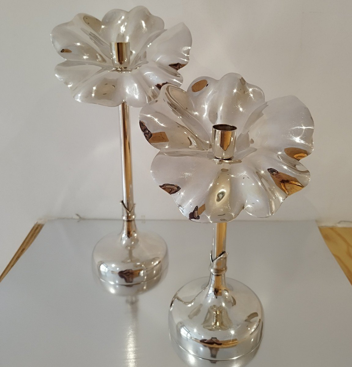 Pair Of Candlesticks "flor De Vecchi Milano 1935"-photo-3