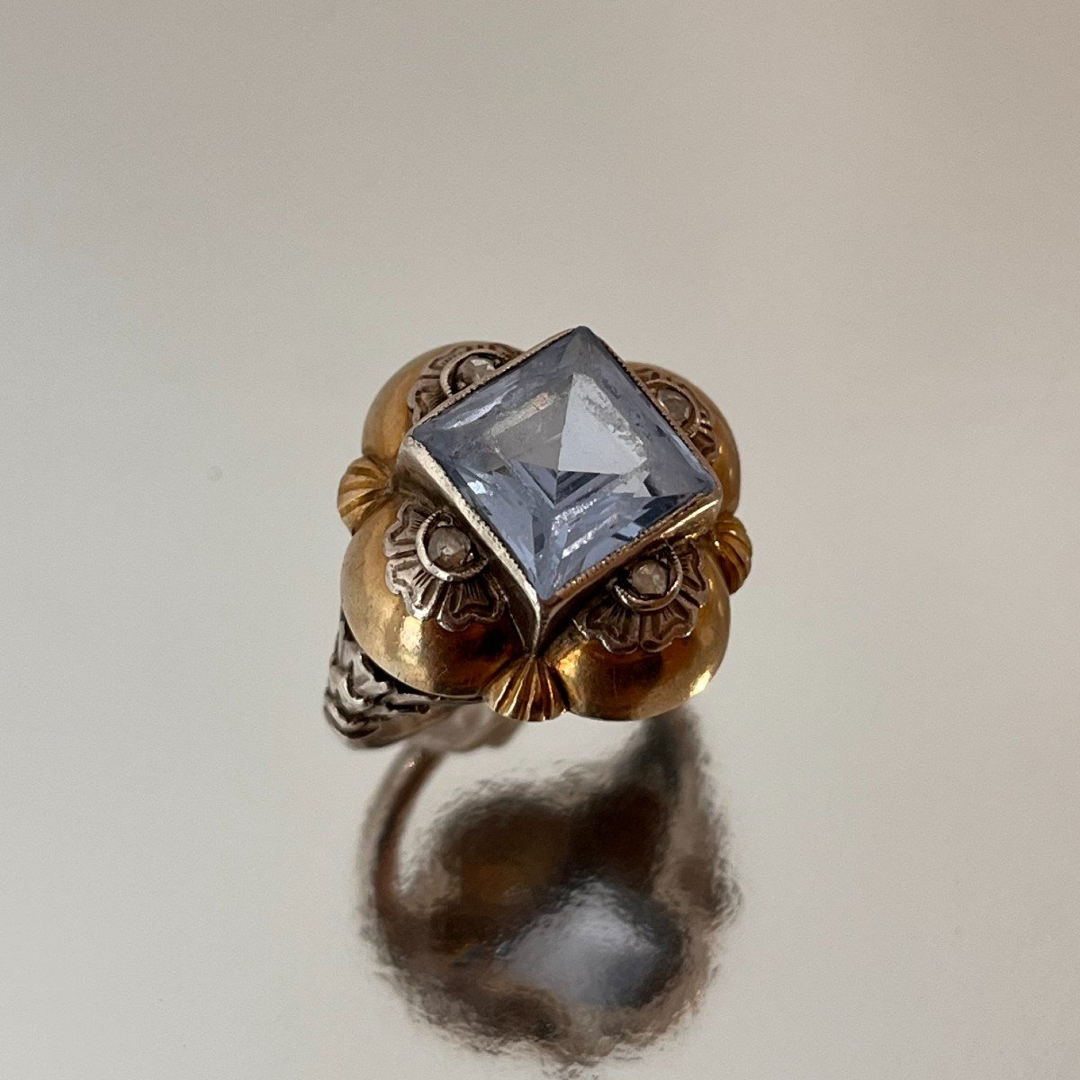 Bague Art Déco Catalane Des Années 1930. Argent Et Vermeil.-photo-3