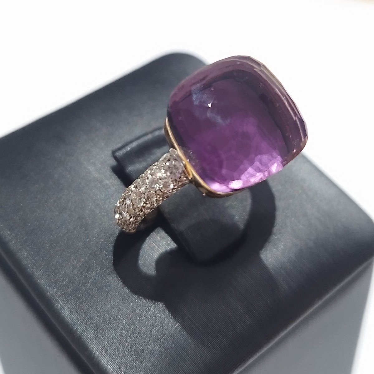 Bague Nudo De Pomellato, Or Jaune 18k, Amétiste Et Diamants-photo-2