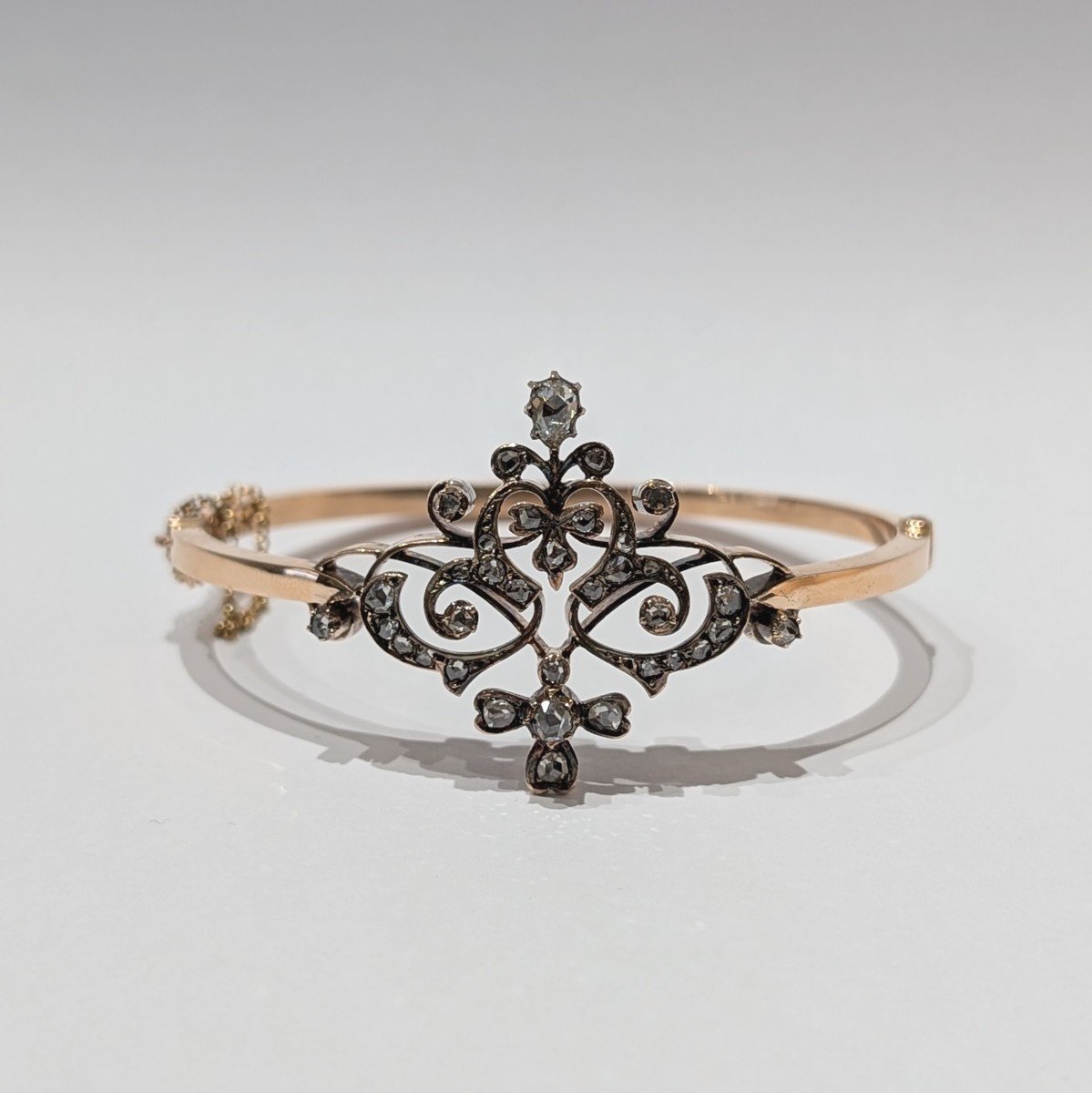  Bracelet Des Années 1870, Diamants Taille Rose Et Or 18 Carats.-photo-3