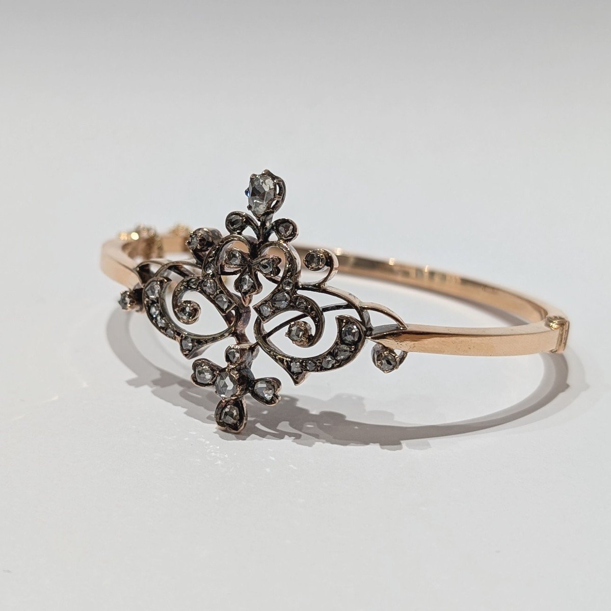  Bracelet Des Années 1870, Diamants Taille Rose Et Or 18 Carats.-photo-1